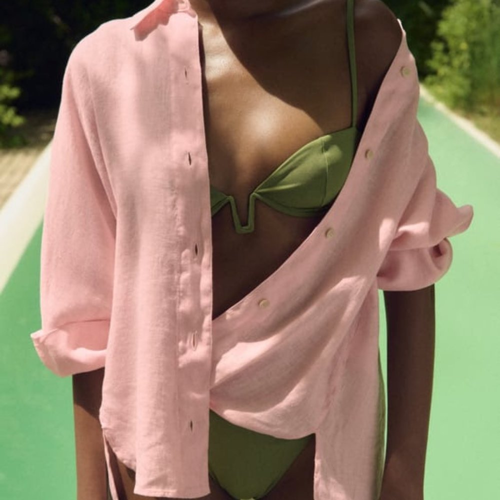 Pink linen Zara buttondown